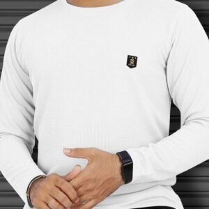 Men Solid Round Neck Polyester White T-Shirt